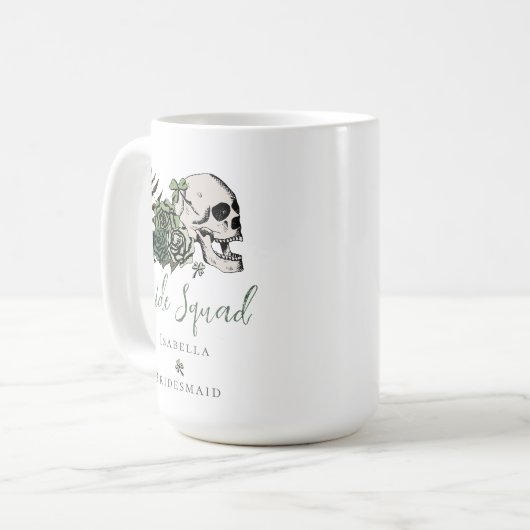 Mug Crâne vert gothique de l'équipe de mariées irlanda (Devant gauche)