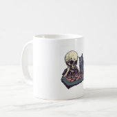 Mug Crâne vs Chat � Combat d'échecs amusant (Devant gauche)