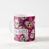 Mug Crânes à sucre et tourbillons Rose Red ID725 (Devant gauche)