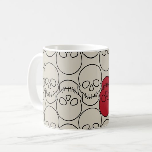 Mug Crânes - Bone White et Bat Black (Devant gauche)