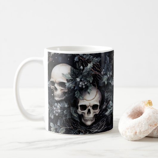 Mug Crânes de Noël gothiques (Avec donut)