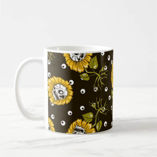 Mug crânes de tournesol sans couture motif (Gauche)