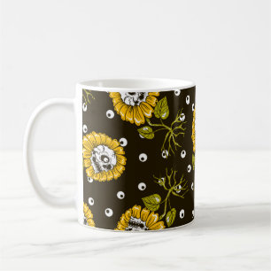 Mug crânes de tournesol sans couture motif
