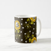 Mug Crânes de tournesol : Unique Motif sans fil. (Devant droit)
