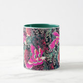 Mug CRANES DE VOL, VAGUES, FLEURS Rose Japonais Floral (Centre)