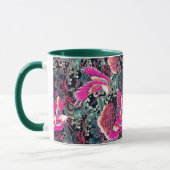 Mug CRANES DE VOL, VAGUES, FLEURS Rose Japonais Floral (Gauche)