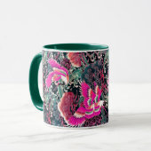 Mug CRANES DE VOL, VAGUES, FLEURS Rose Japonais Floral (Devant gauche)