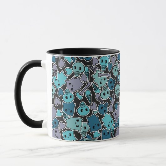 Mug Crânes, et coeurs sur l'arrière - plan noir 2 (Gauche)