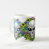 Mug Crânes et fleurs Aliens extraterrestres (Devant gauche)
