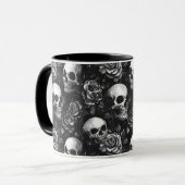 Mug Crânes Et Halloween Noir Rose (Devant gauche)