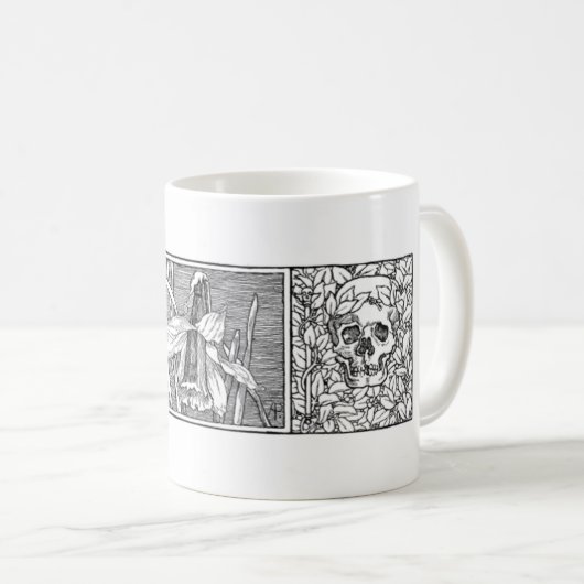 Mug Crânes et jonquilles Macabre Art (Devant droit)