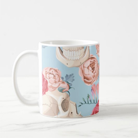 Mug Crânes et Motif Vintage Rose (Gauche)