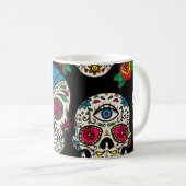 Mug Crânes et Roses mexicains : Conception Vintage (Devant droit)