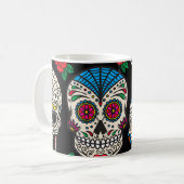 Mug Crânes et Roses mexicains : Conception Vintage (Devant gauche)