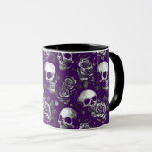 Mug Crânes Et Roses Violets (Devant droit)