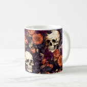 Mug Crânes gothiques Chute Florales Sombre Halloween (Devant droit)