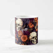 Mug Crânes gothiques Chute Florales Sombre Halloween (Devant gauche)