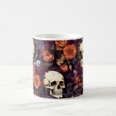 Mug Crânes gothiques Chute Florales Sombre Halloween (Centre)