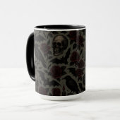 Mug Crânes gothiques, corbeaux et Motif Rose (Devant gauche)