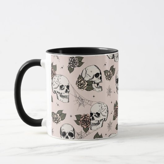 Mug Crânes gothiques roses et Halloween Rose (Gauche)