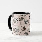 Mug Crânes gothiques roses et Halloween Rose (Devant gauche)