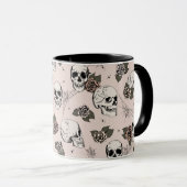 Mug Crânes gothiques roses et Halloween Rose (Devant droit)