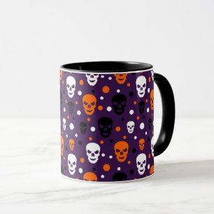 Mug Crânes Halloween Colorés à Motif de Points