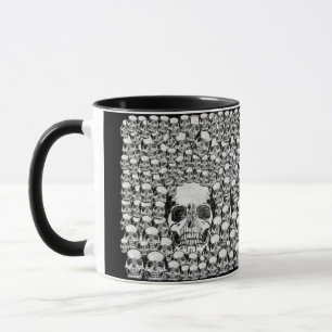 MUG CRÂNES MUR MORT MORTS SQUELETTE NOIR BLANC
