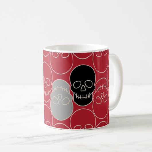 Mug Crânes - rouge sang et blanc os (Devant droit)