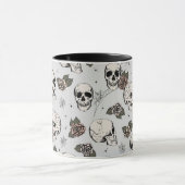 Mug Crânes Vintages gris et Roses (Centre)