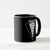 Mug Cravate noir et blanc avec Tux (Devant droit)