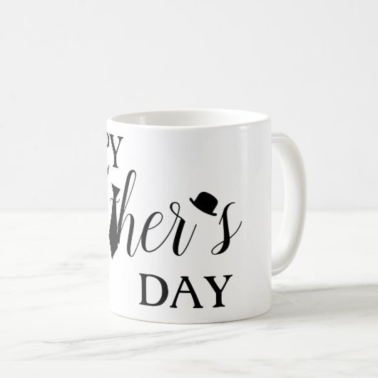 Mug Cravate noire blanche Scripts joyeuse Fête des pèr (Devant droit)