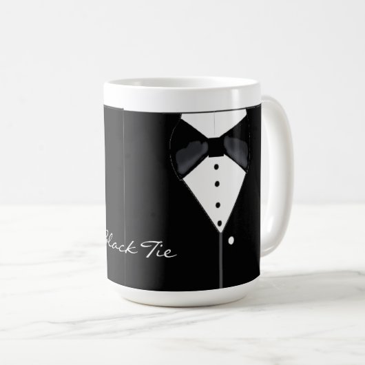 Mug Cravate noire Tuxedo Design (Devant droit)
