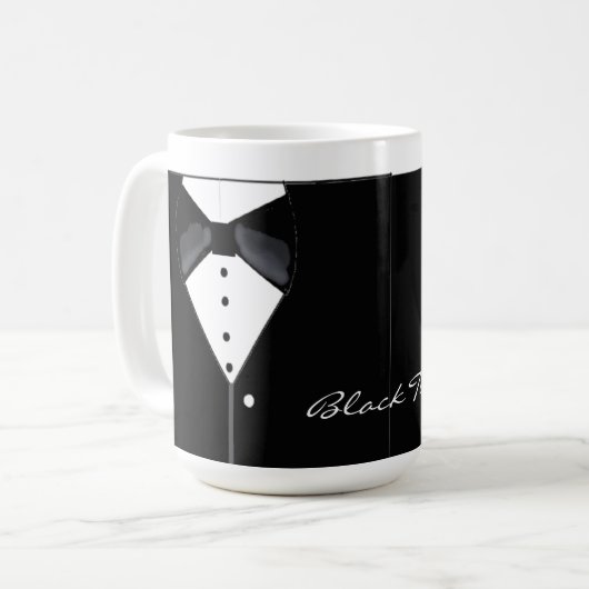 Mug Cravate noire Tuxedo Design (Devant gauche)