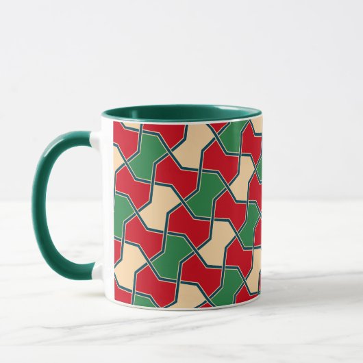 Mug Cravate Orientale Rouge Vert Bow Art vectoriel géo (Gauche)