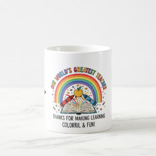 Mug Crayon Arc-en-Ciel Pomme Meilleur Professeur du Mo