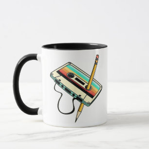Mug Crayon de cassette audio 80s Lancer Rétro Vintage