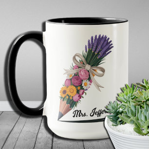 Mug Crayon Floral Croquette Appréciation de l'enseigna