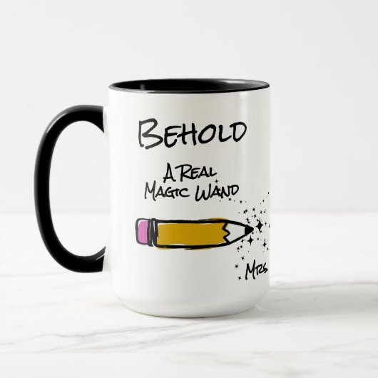 Mug Crayon mignon Baguette magique Éclairage Nom perso (Gauche)