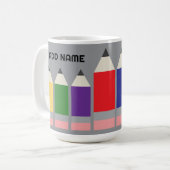 Mug Crayon Moderne avec Nom du Professeur (Devant gauche)