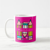 Mug Crayon nom de professeur de couleur rose chaud des (Gauche)