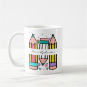 Mug Crayon nom enseignant coloré cartoon  (Gauche)