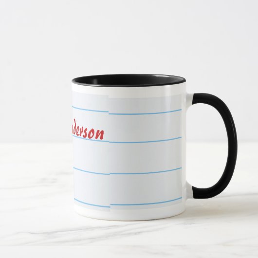 Mug Crayon rouge de professeur sur le papier rayé avec (Droite)