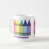 Mug Crayons arc-en-ciel personnalisés Artiste enseigna (Devant gauche)