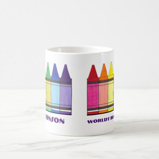 Mug Crayons arc-en-ciel personnalisés Artiste enseigna (Centre)
