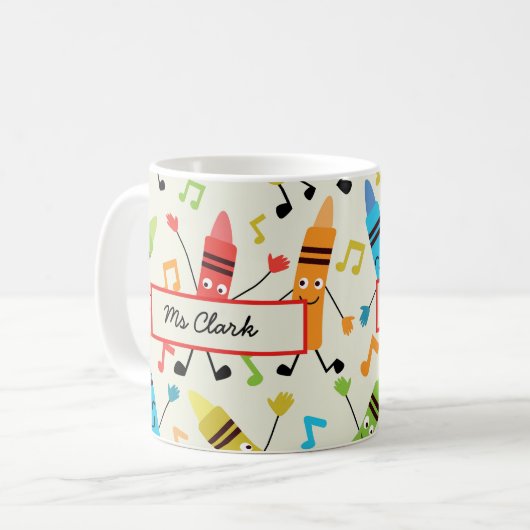 Mug Crayons de danse drôles avec professeur de notes d (Devant gauche)
