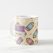 Mug Crayons de professeur d'école violette motif  (Devant gauche)