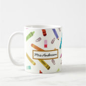 Mug Crayons mignons et crayons Nom de l'enseignant (Gauche)