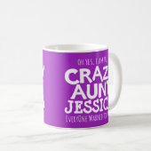 Mug Crazy aunt avertissement personnalisé nom de coule (Devant droit)