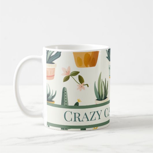 Mug "Crazy cactus lady ! texte sur un dessin de cactus (Gauche)